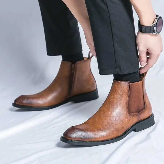 Nick | Zipped Leather Chelsea Boots