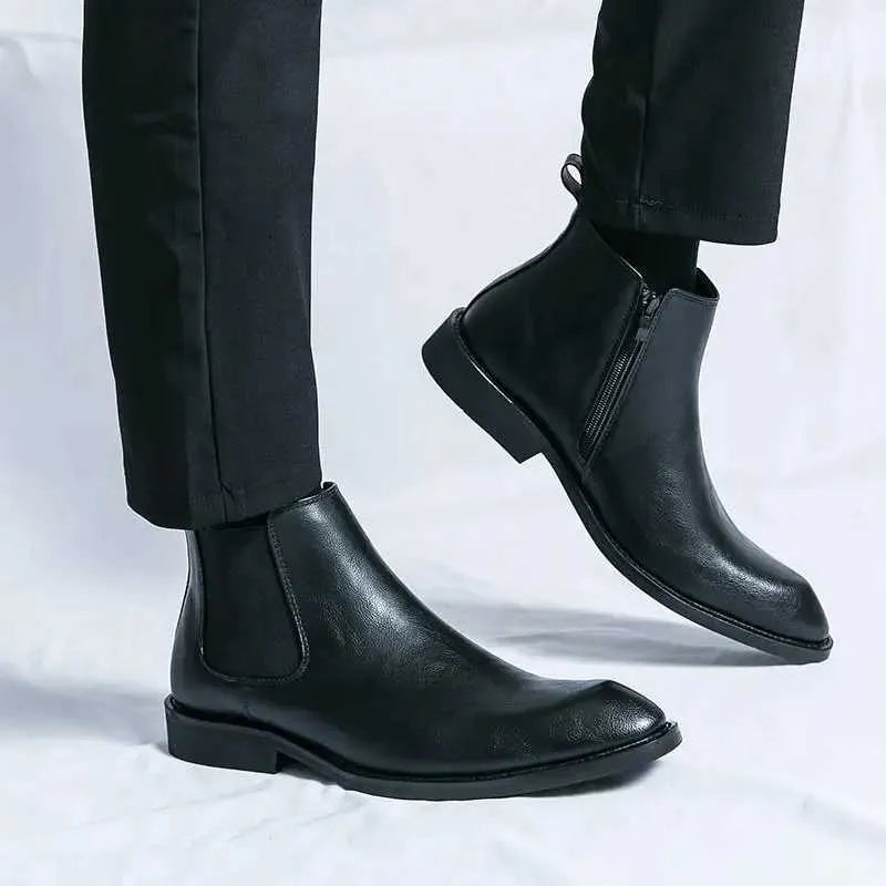 Nick | Zipped Leather Chelsea Boots