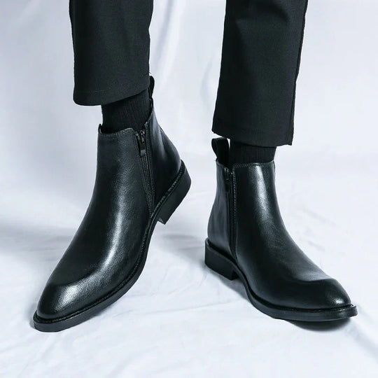 Nick | Zipped Leather Chelsea Boots