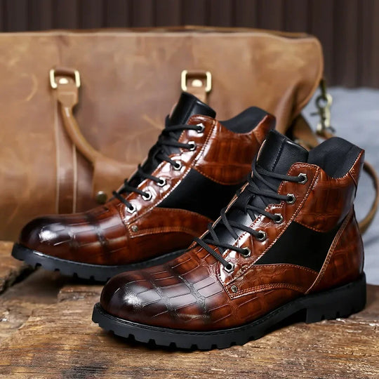 Remy | Croc Leather Boots