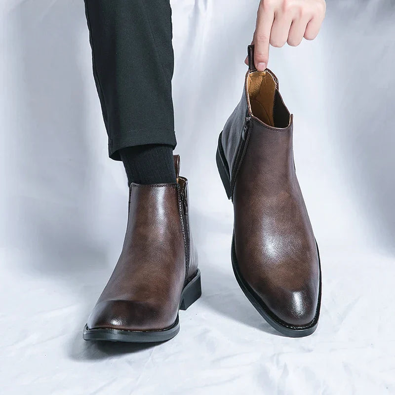 Nick | Zipped Leather Chelsea Boots