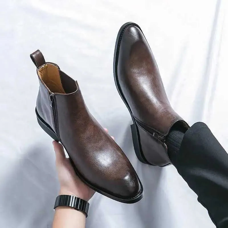 Nick | Zipped Leather Chelsea Boots